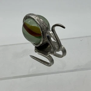 Bent Fork Snail Glass Marble Ornament Cutlery Figurine Upcycled Vintage Gift - Bild 1 von 12