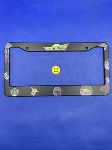 ๐ฅ1x Baby Yoda License Plate Frame | Black Metal | Starwars | Anime W/ Hardware - Picture 1 of 5