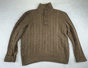 Vintage Polo Ralph Lauren 100 % Seide Zopfmuster braun Fischer Pullover Large - Bild 1 von 11