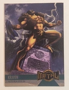 CARTA M ALTERNATIVA KRAVEN 1995 FLEER MARVEL METAL # 131 KRAVEN UCCIDE UOMO RAGNO - Foto 1 di 2