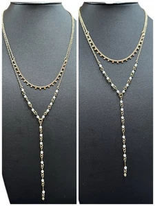 Aeropostale 2 Strands Gold Tone Stack Fashion Y Drop Necklace - Picture 1 of 9