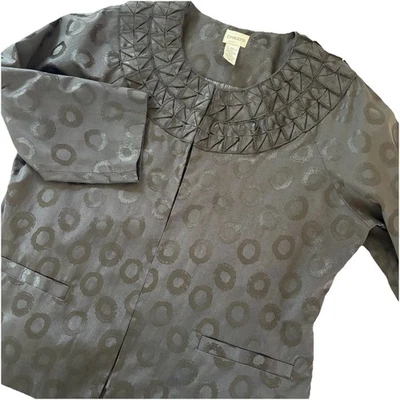 Chaqueta Blazer Chico’s Mujer Talla 2 (Grande) Negra Manga 3/4 Jacquard Lunares Foto 1 de 4