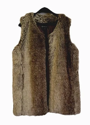 I.N.C. Chaleco largo mediano/grande International Concepts para mujer imitación piel animal usado en excelente estado Foto 1 de 4