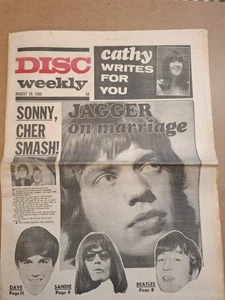 Vintage DISC WEEKLY Magazine 28 AUGUST 1965 Stones Beatles Dylan Baez Sandie NME - Imagen 1 de 8