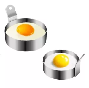 New Silver 2 x Egg Frying Ring circle Shape Fried Kitchen Mould Pancake - Picture 1 of 4
