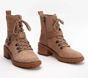 Vince Camuto Kainder Suede Lace-Up Boots Truffle 5.5/M New - Picture 1 of 1