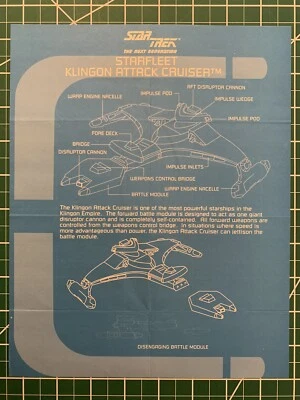 Playmates 1994 Star Trek TNG Klingon Attack Cruiser planos e instrucciones Foto 1 de 3