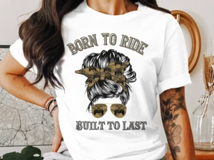 Camisa Born to Ride Camiseta ATV Camisa Moño Desordenada Construida Para Últimar Camiseta ATV Amante - Imagen 1 de 32
