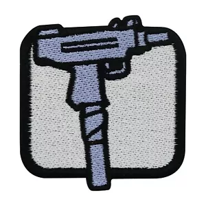Retro Gamer Uzi Waffe Patch zum Aufbügeln | Old School GTA Aufnäher, Vintage - Bild 1 von 5