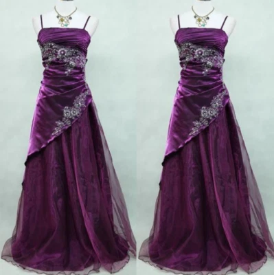 Gothic Purple Wedding Dresses Full Length Spaghetti Straps Ruching Bridal Gowns - Image 1 of 4