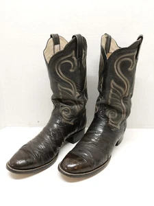 Vtg Larry Mahan Black Leather Cowboy Boots SIze 11 D, made in USA - Picture 1 of 17