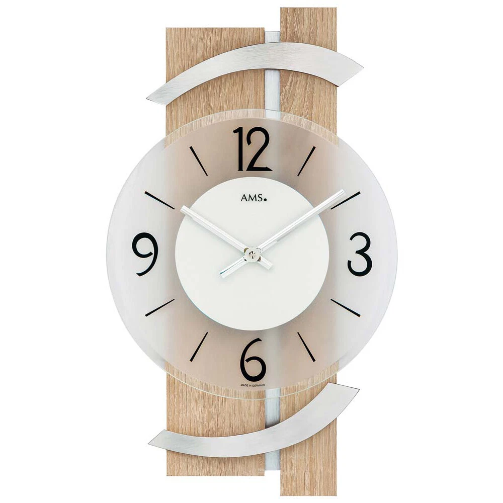 AMS 7115 Pendeluhr Aus Massivholz – Klassische Wanduhr Mit Quarzwerk In Nussbaum-Optik