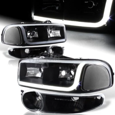 Faros transparentes LED 2001-2006 GMC Yukon 1500 Denali DRL + parachoques 4 piezas Foto 1 de 4