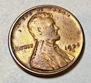 1925-D Uncirculated Lincoln 1c Coin ~ Red Brown ~ Light Luster ~ Sharp! ~ Q37 - Picture 1 of 4