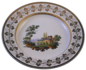 Antique Popov Russian Scenic Porcelain Plate Scene Porzellan Teller Popoff Popow - Picture 1 of 9