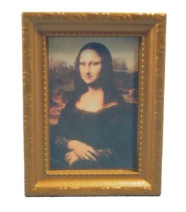 Dolls House Mona Lisa Picture Painting in Gold Frame Miniature Accessory 1:12 - Picture 1 of 8