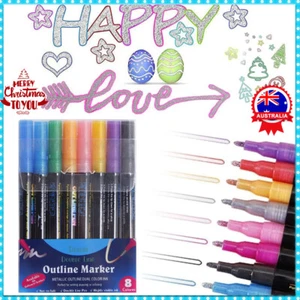 Shimmer Marker Set,Outline Marker Set, Glitter Gel Double Line Outline Pen BP - Picture 1 of 15