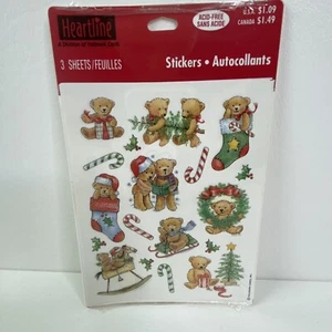 Hallmark Heartline Christmas Stickers Acid Free Bears Candy Canes Sealed NIP NOS - Picture 1 of 5