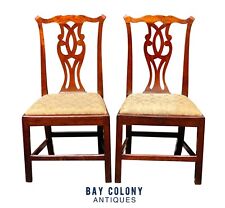 18TH C ANTIQUE PAIR OF CHIPPENDALE MAHOGANY SIDE CHAIRS