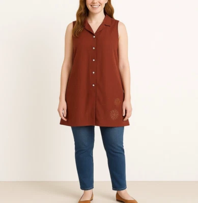 Top túnica vintage Norton Studio para mujer 2X lino floral cabaña pradera modesto Foto 1 de 4