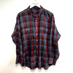 Camisa Steeplechase vintage a cuadros roja con botones manga larga años 90 occidental para hombre - Imagen 1 de 5