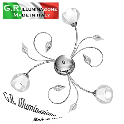 PLAFONIERA MODERNA CROMATA 3 L. LAMPADARIO LAMPADA CROMO BAGNO CUCINA CAMERA Tea - Immagine 1 di 4