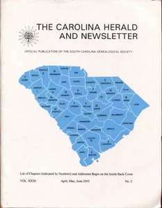 Carolina Herald und Newsletter April-Juni 2003 South Carolina Genealogie Geschichte - Bild 1 von 2