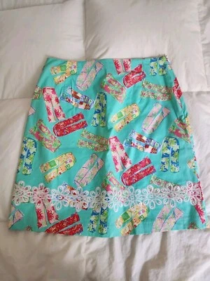 Key West Skirt Embroidered Size 10 Tropical Cotton - Изображение 1 из 4