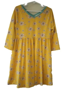 Matilda Jane Girls Size 8 Floral Print Dress Yellow Stretch Cotton A-Line - Picture 1 of 9