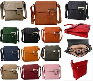 Ladies Cross Over Bag Multi Compartment Bag Shoulder Messenger Body Faux Leather - Picture 1 of 803