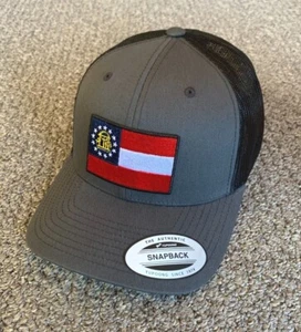 Georgia Flag Hat SnapBack Trucker Mesh Cap Individually Handcrafted in Florida - Picture 1 of 9