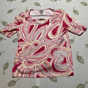 T-shirt manches courtes Chicos blanc/rose 100% coton taille 0 - Photo 1/9