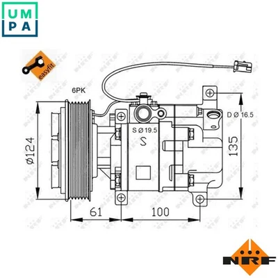 COMPRESSOR AIR CONDITIONING 32233 FOR MAZDA ZJ32/ZJ30/ZJ07 1.3L Z601/Z627 1.6L - Image 1 of 4