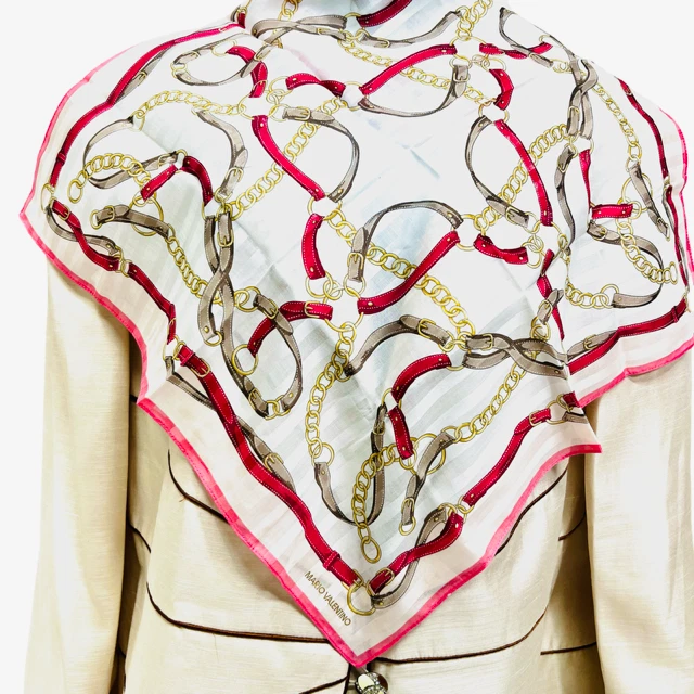 "Nueva mini bufanda MARIO VALENTINO algodón/seda 21,5"" cadena de oro rosa brillante (72)" Foto 1 de 4