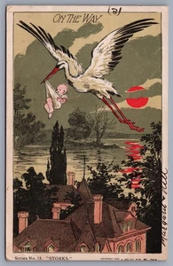 On the Way Cicogne Baby serie n. 13 cartoline UDB M7 - Foto 1 di 3