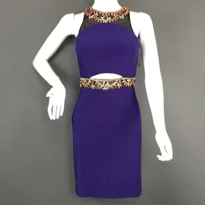 Mac Duggal Kleid Damen 6 lila Perlen Cutout Cocktail Etui formell 65719N - Bild 1 von 12