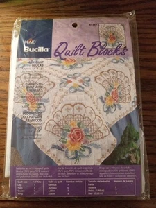 Bucilla stamped quilt blocks Fan #65257 set of 6, 15" x 15" blocks - Picture 1 of 7