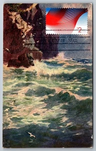 #4954 $2 Patriotic Wave FDC Maxi Card Vintage Tuck's Post Card - Picture 1 of 2