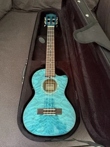 Lanikai QM-BLCET Tenor Acoustic/Electric Ukulele • Blue Quilted Maple - Picture 1 of 6