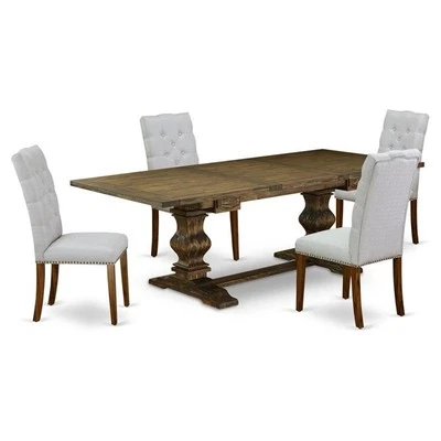 East West Furniture Lassale 5-piece Wood Dining Set in Jacobean Brown/Gray - Image 1 of 4