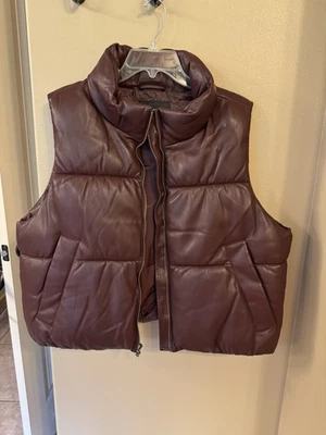 Chaleco acolchado Banana Republic negro para mujer XL imitación cuero vegano cremallera Foto 1 de 4