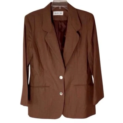 Conjunto Blazer Falda Studio 32 Mujer Talla 8 Vintage Marrón Lino 2 Botones Chaqueta Foto 1 de 4