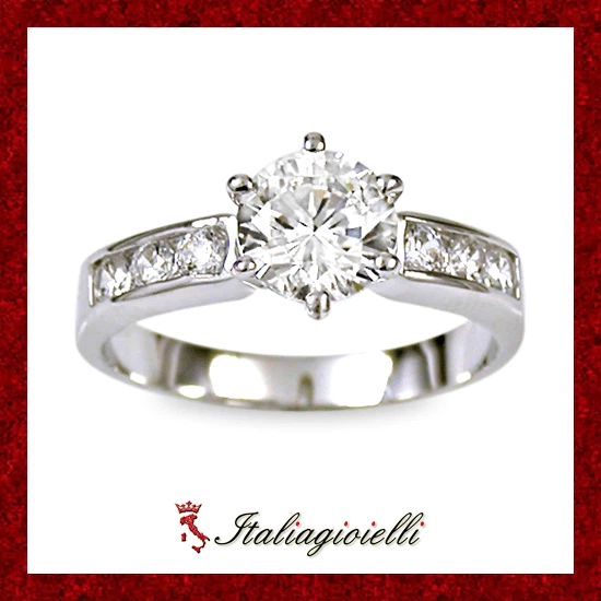 Glorioso Anello Brillante in Argento 925 Rodiato Oro Bianco - Immagine 1 di 4