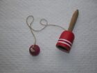 Vintage Wooden Toy Cup and Ball Spanish Toss Catch Game Red & White