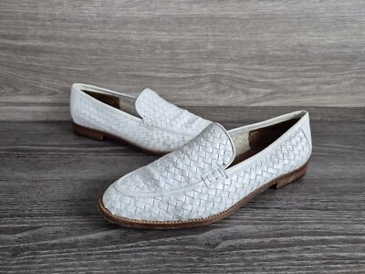 Zapatos sin cordones Talbots para mujer talla 9 M italianos de cuero tejido blanco Foto 1 de 4