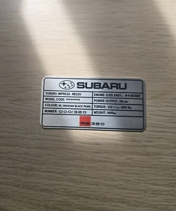 Subaru Impreza RB320 Targa personalizzata, Sti, TIPO R - Foto 1 di 4