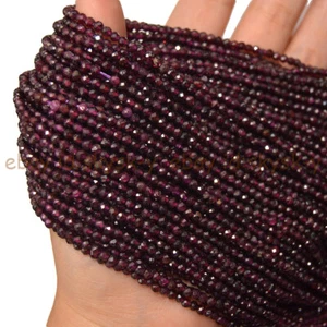 3mm Faceted Natural Red Garnet Round Spacer Loose Beads 15'' Strand - Picture 1 of 9