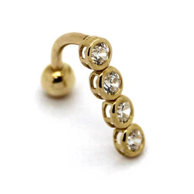 Nuevo Conjunto de Bisel Inverso Oro Amarillo 14k Real Ombligo Anillo Joyería Corporal Foto 1 de 2