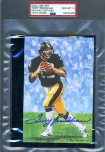 Terry Bradshaw Gem Mint 10 PSA DNA Signed Goal Line Art Card Autograph - Picture 1 of 1