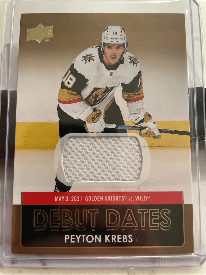 2021-22 Upper Deck series 1 Peyton Krebs Debut Dates Gold Jersey Patch DD-14 - Image 1 of 2